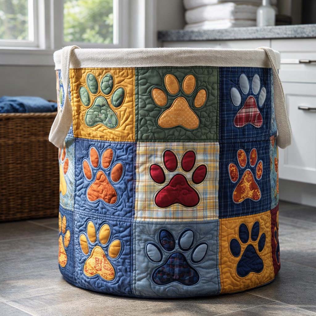 Cozy Paws Quilted Laundry Basket GFTOQM1761