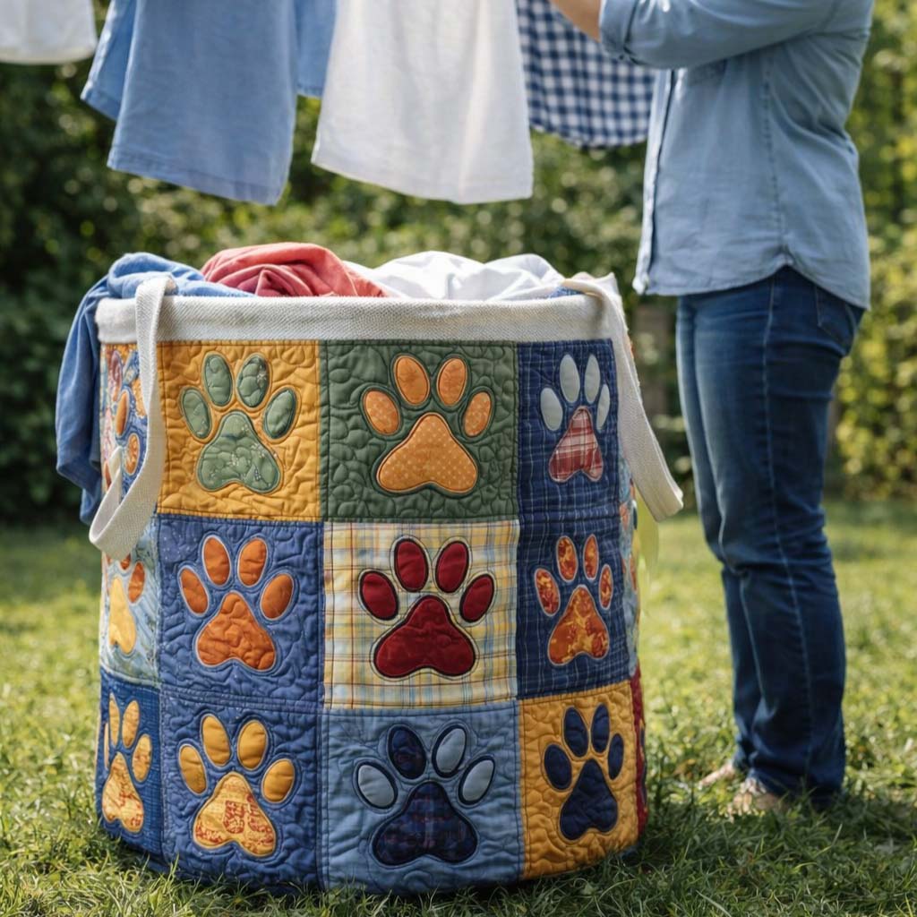 Cozy Paws Quilted Laundry Basket GFTOQM1761