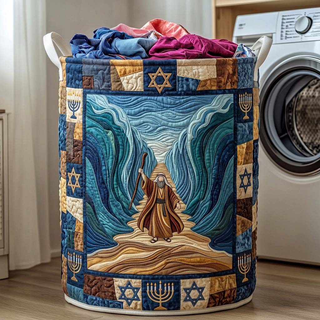 Holy Crossing Quilted Laundry Basket GFTOHD14557