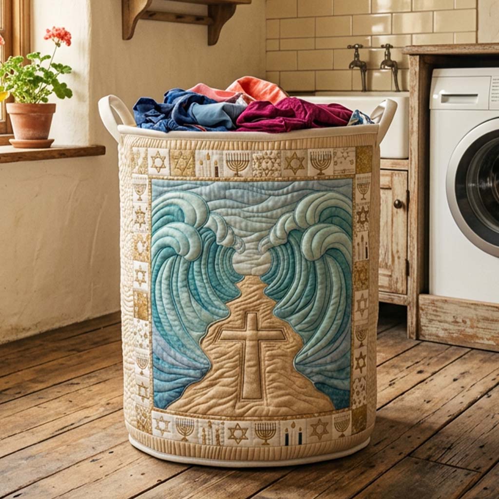 Blessed Passage Quilted Laundry Basket GFTOHD14560