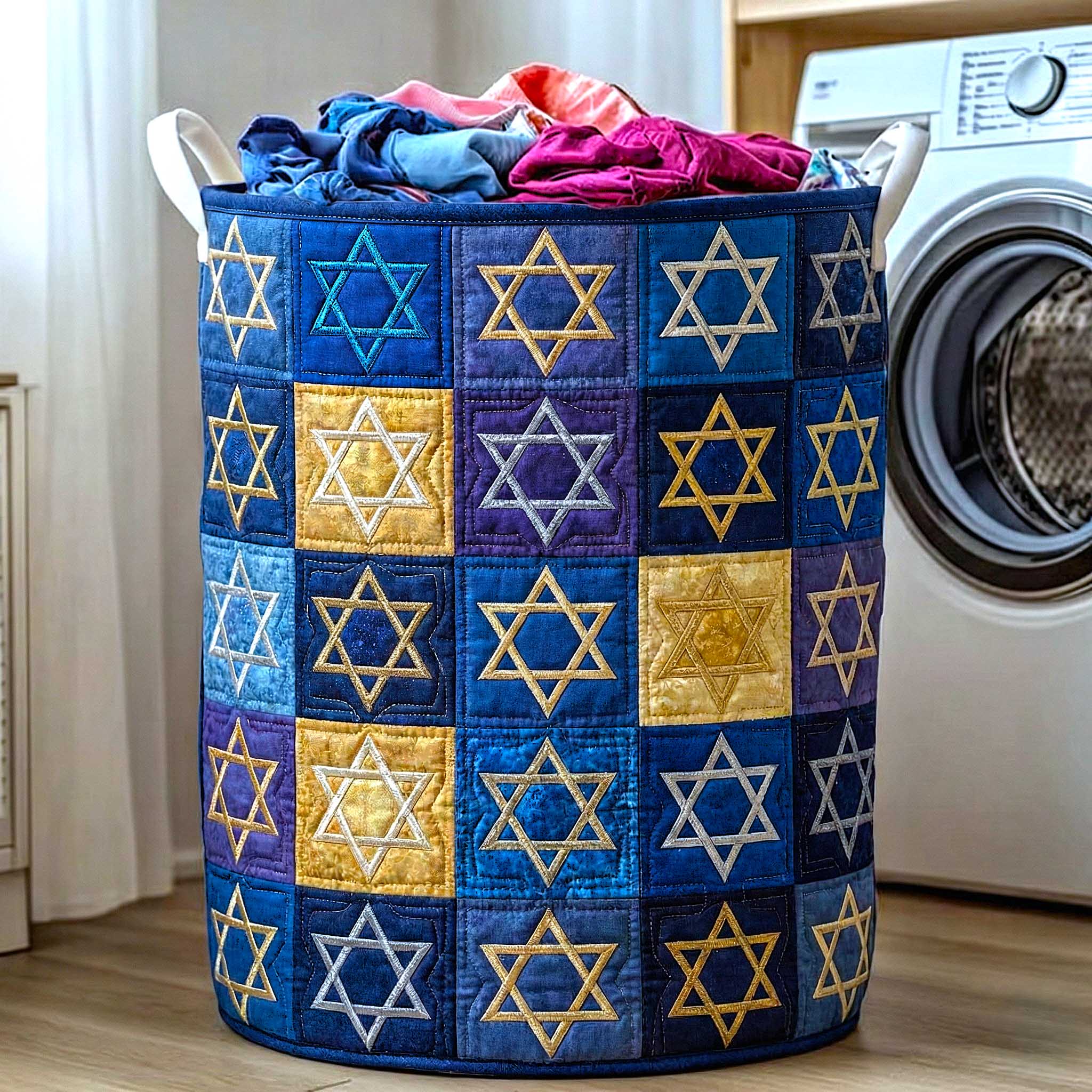 Star of David Quilted Laundry Basket GFTOMA8980
