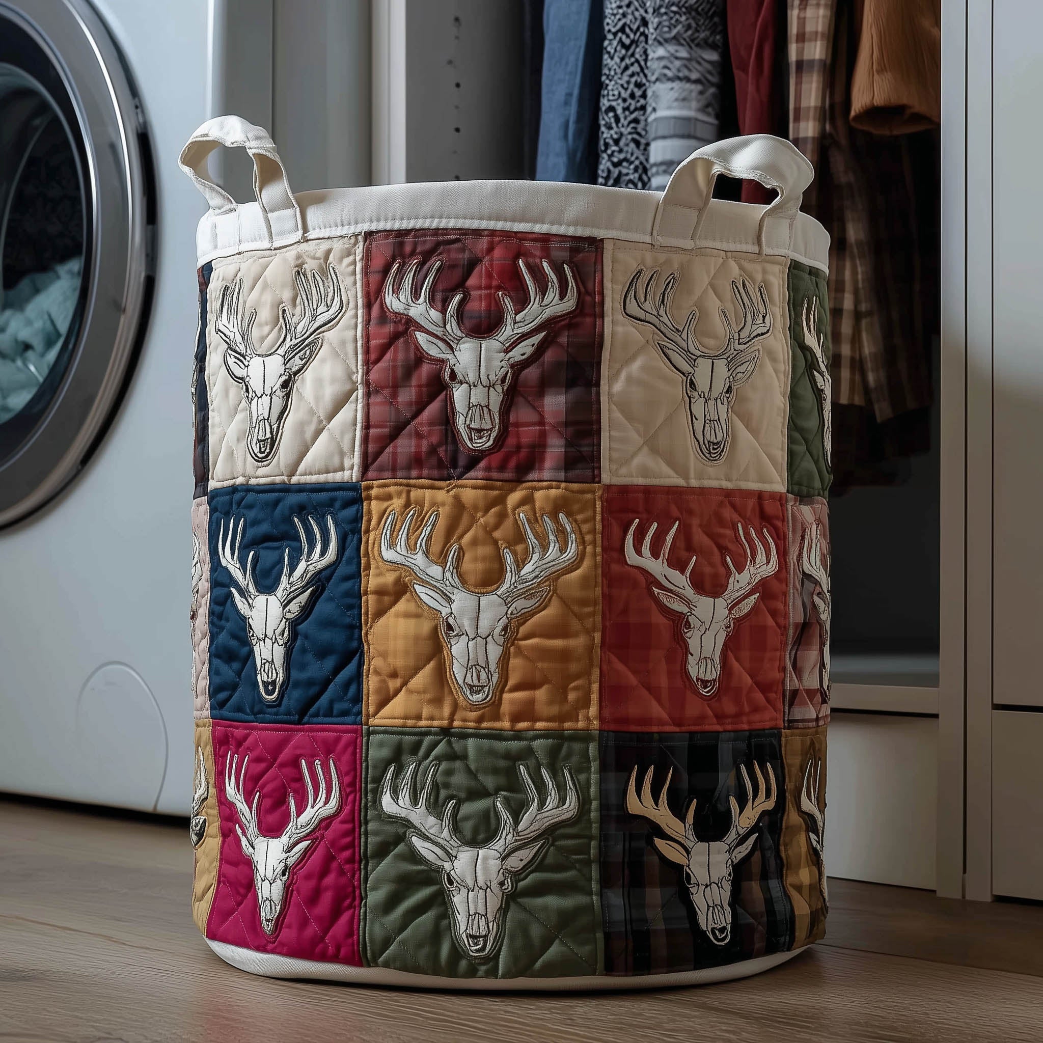 Deer Skull Quilted Laundry Basket GFTONT5955