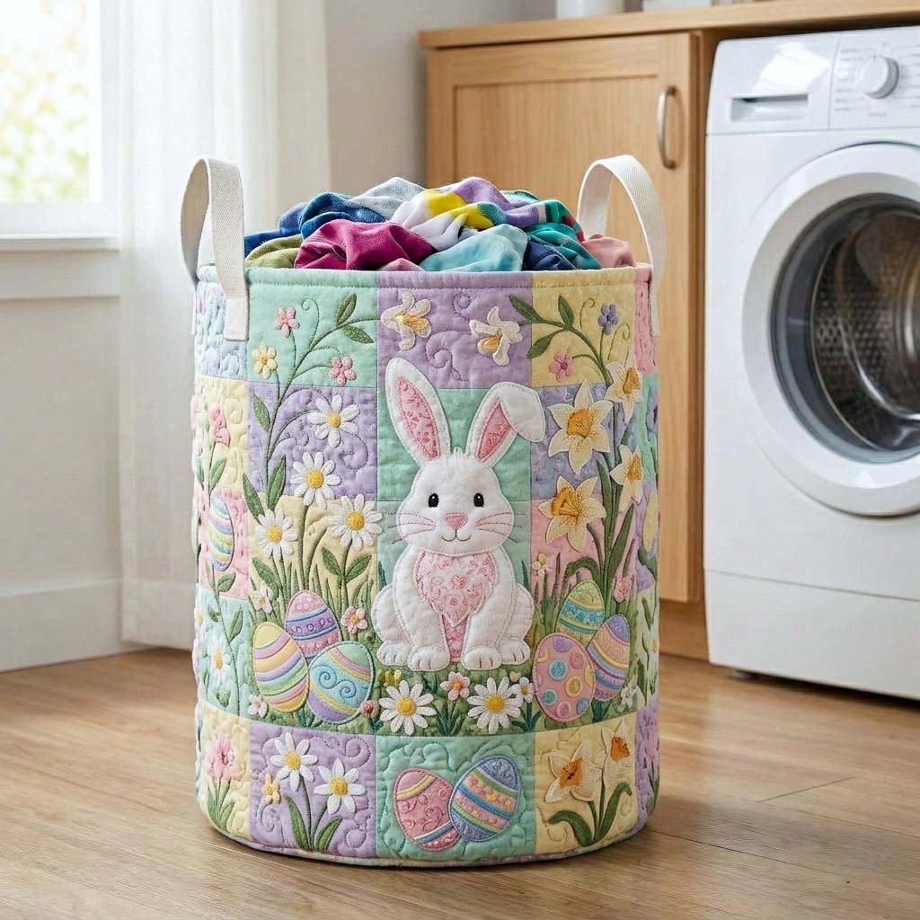 Bunny Meadow Quilted Laundry Basket GFTOQA2216