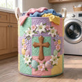 Lily Cross Quilted Laundry Basket GFTOQA2217