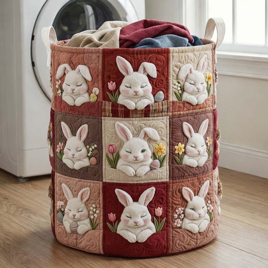 Bunny Serenity Quilted Laundry Basket GFTOQA2223