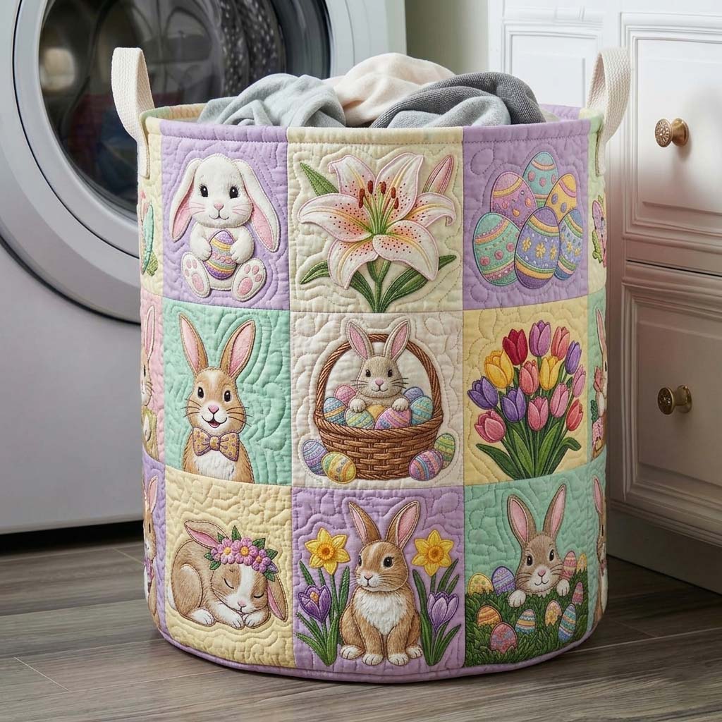 Easter Patchwork Quilted Laundry Basket GFTOQA2224