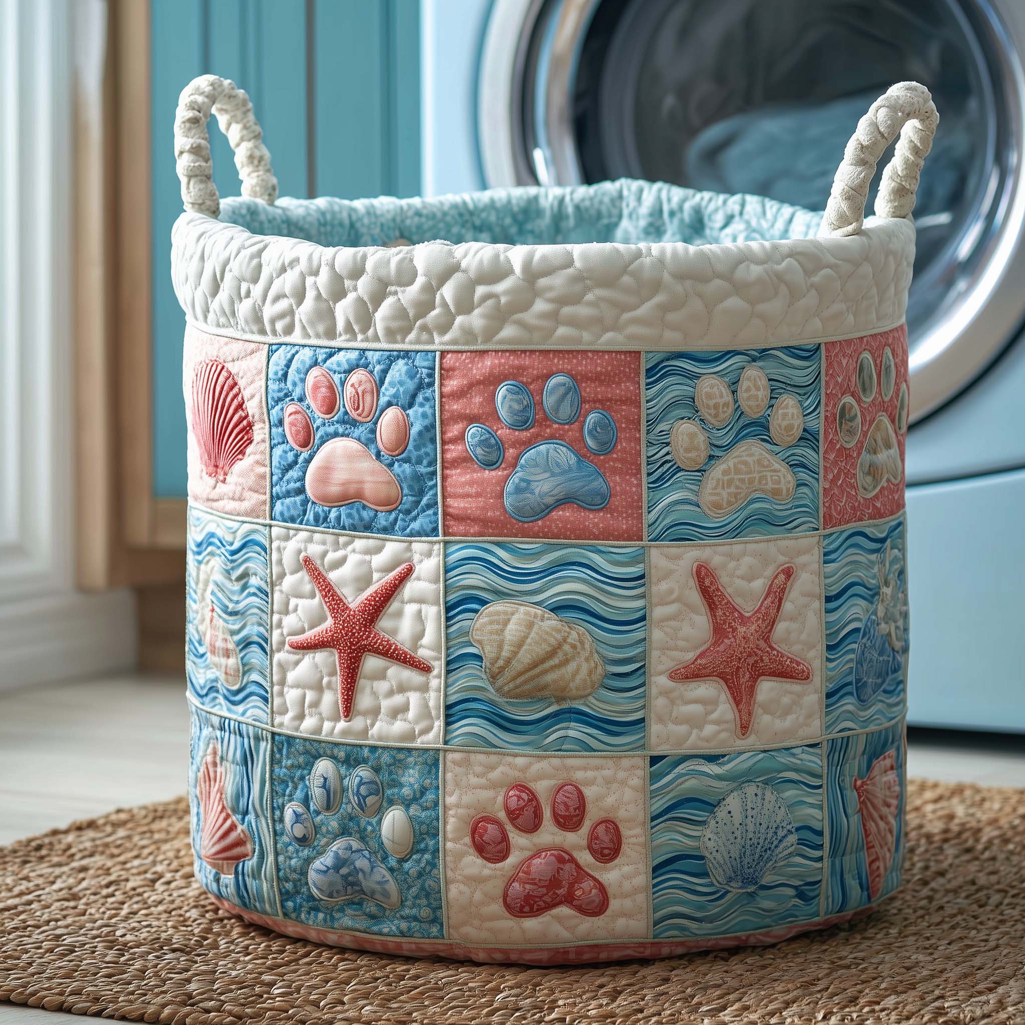 Coastal Paws Quilted Laundry Basket GFTOQM1762