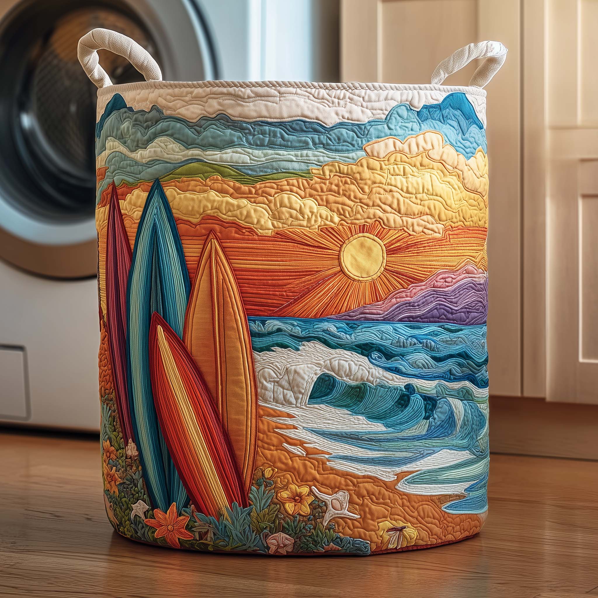 Sunset Boards Quilted Laundry Basket GFTOQM1982