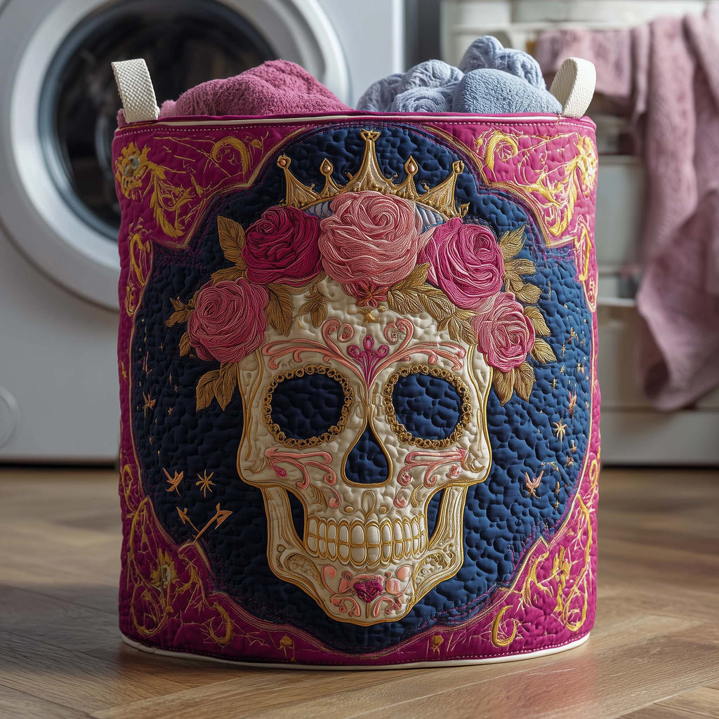 Crowned Skull Quilted Laundry Basket GFTOQM2010