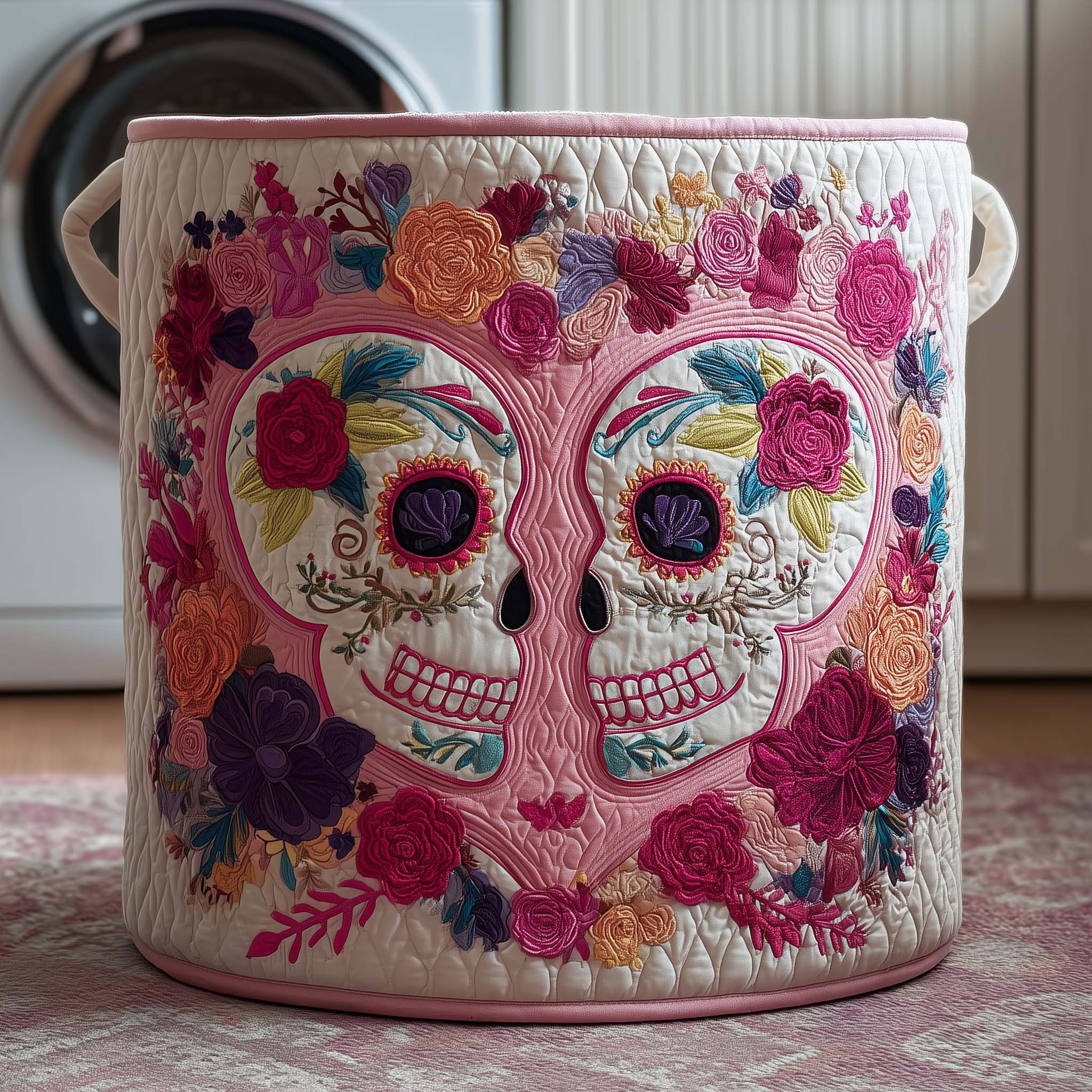 Twin Skulls Quilted Laundry Basket GFTOQM2011