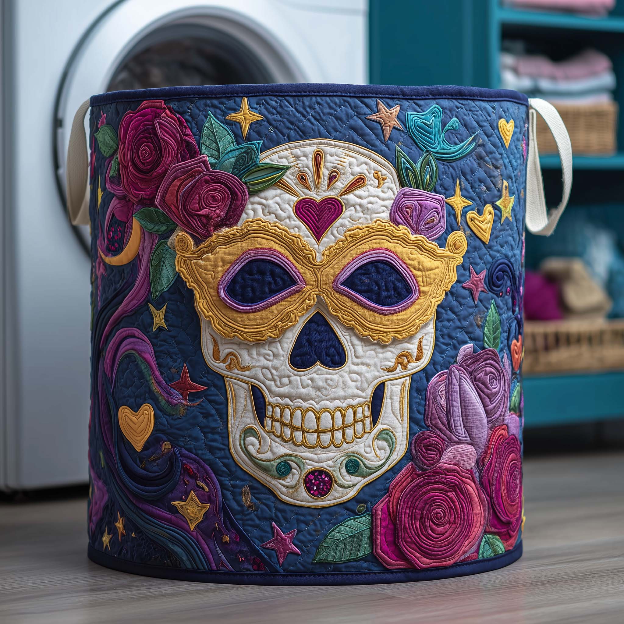 Enchanted Skull Quilted Laundry Basket GFTOQM2013