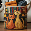 Library Cats Quilted Laundry Basket GFTOQM2079