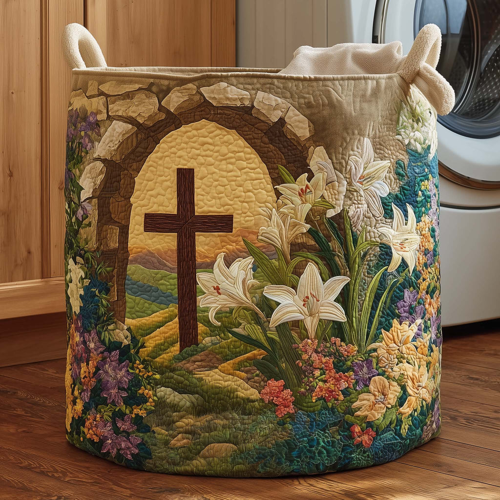 Cross Flower Quilted Laundry Basket GFTOQM2154