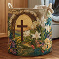 Cross Flower Quilted Laundry Basket GFTOQM2154