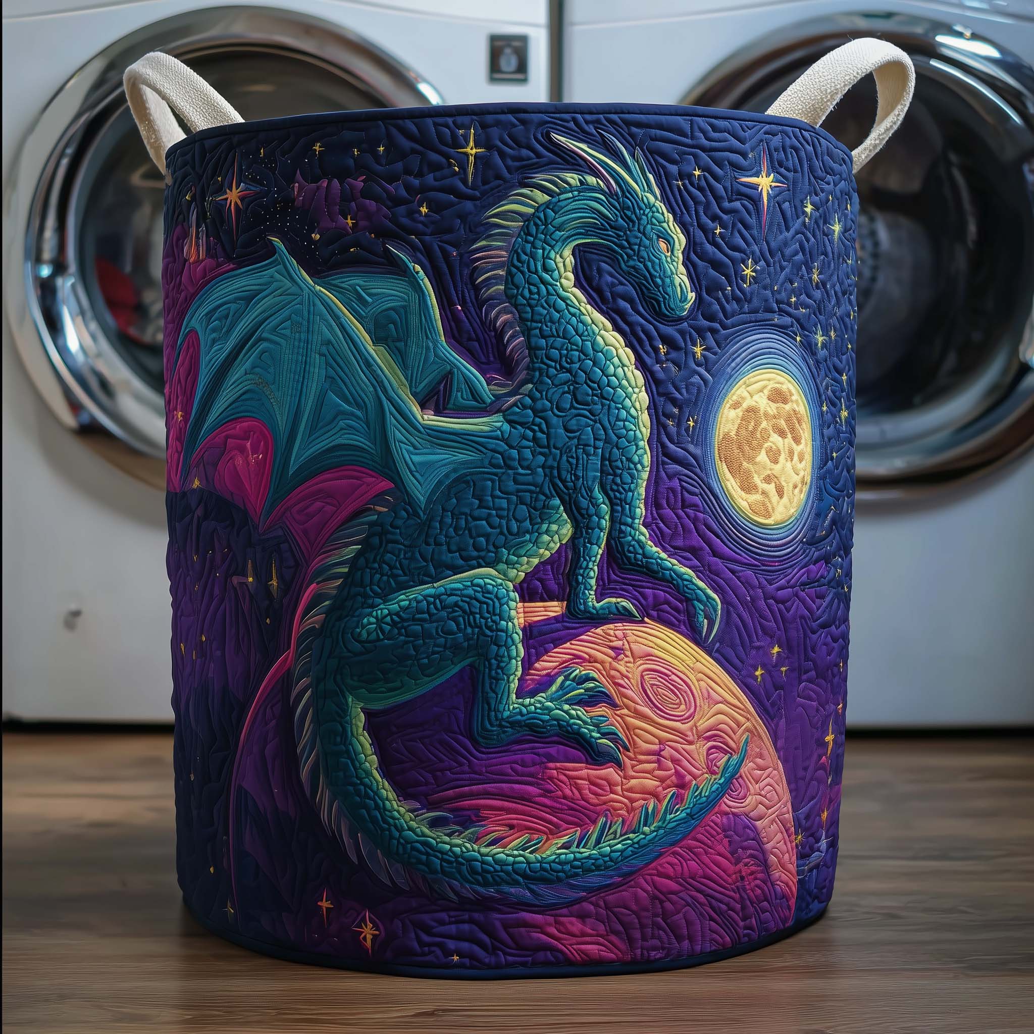 Moon Dragon Quilted Laundry Basket GFTOQM2158