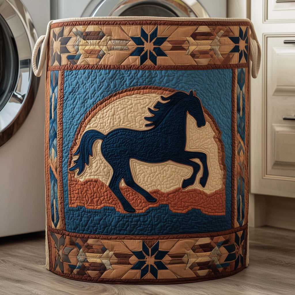 Midnight Horse Quilted Laundry Basket GFTOQM2250