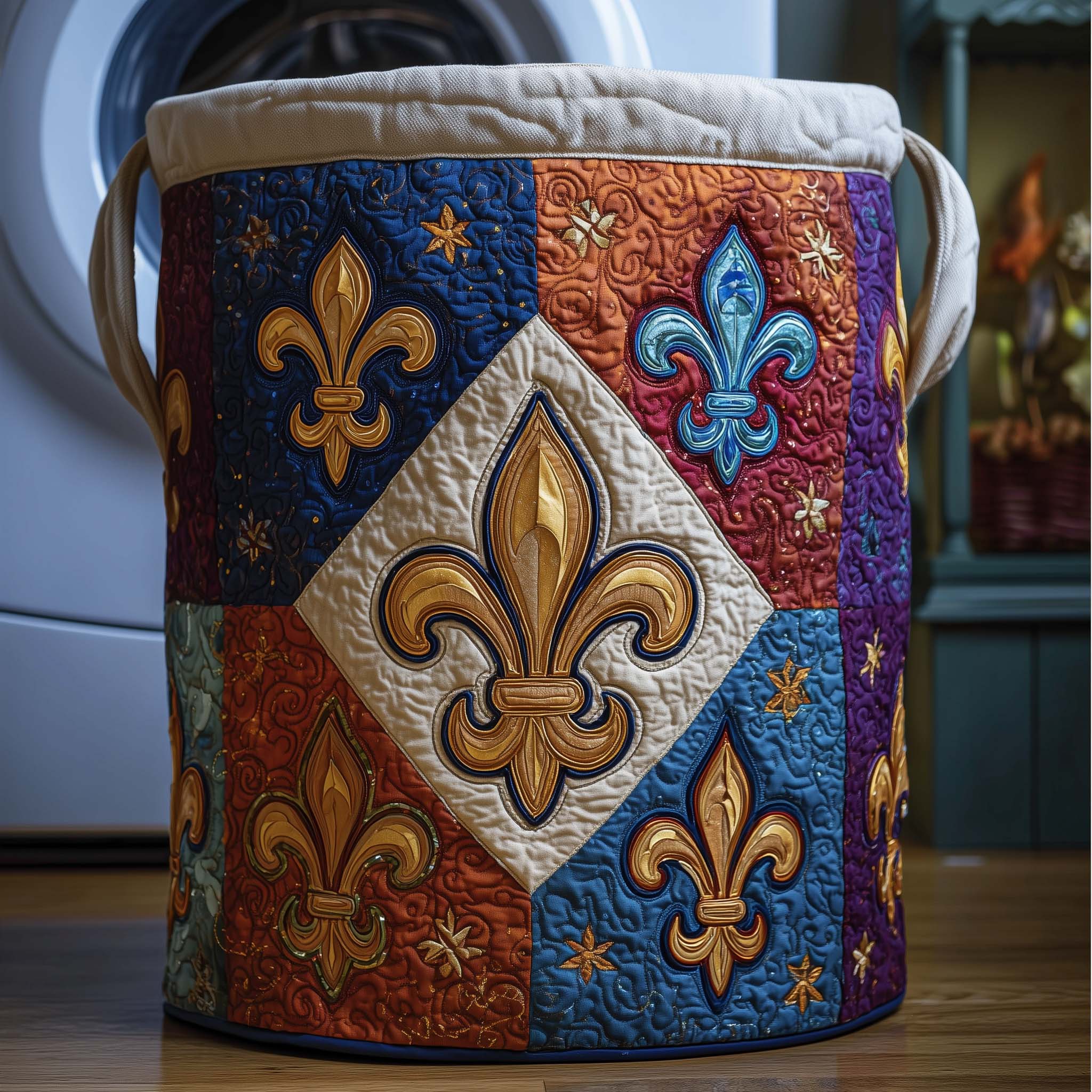 Carnival Blocks Quilted Laundry Basket GFTOQM2347