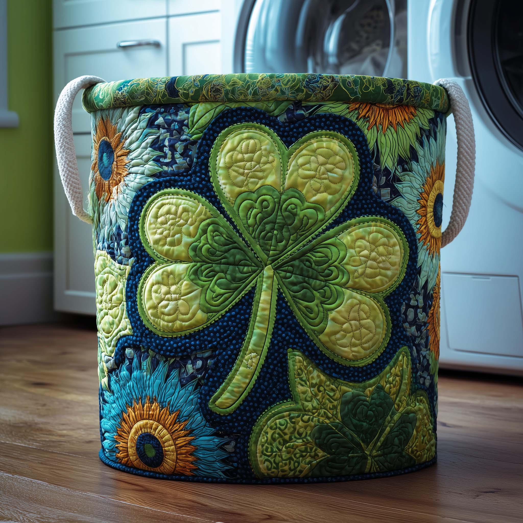 Lucky Bloom Quilted Laundry Basket GFTOQM2350