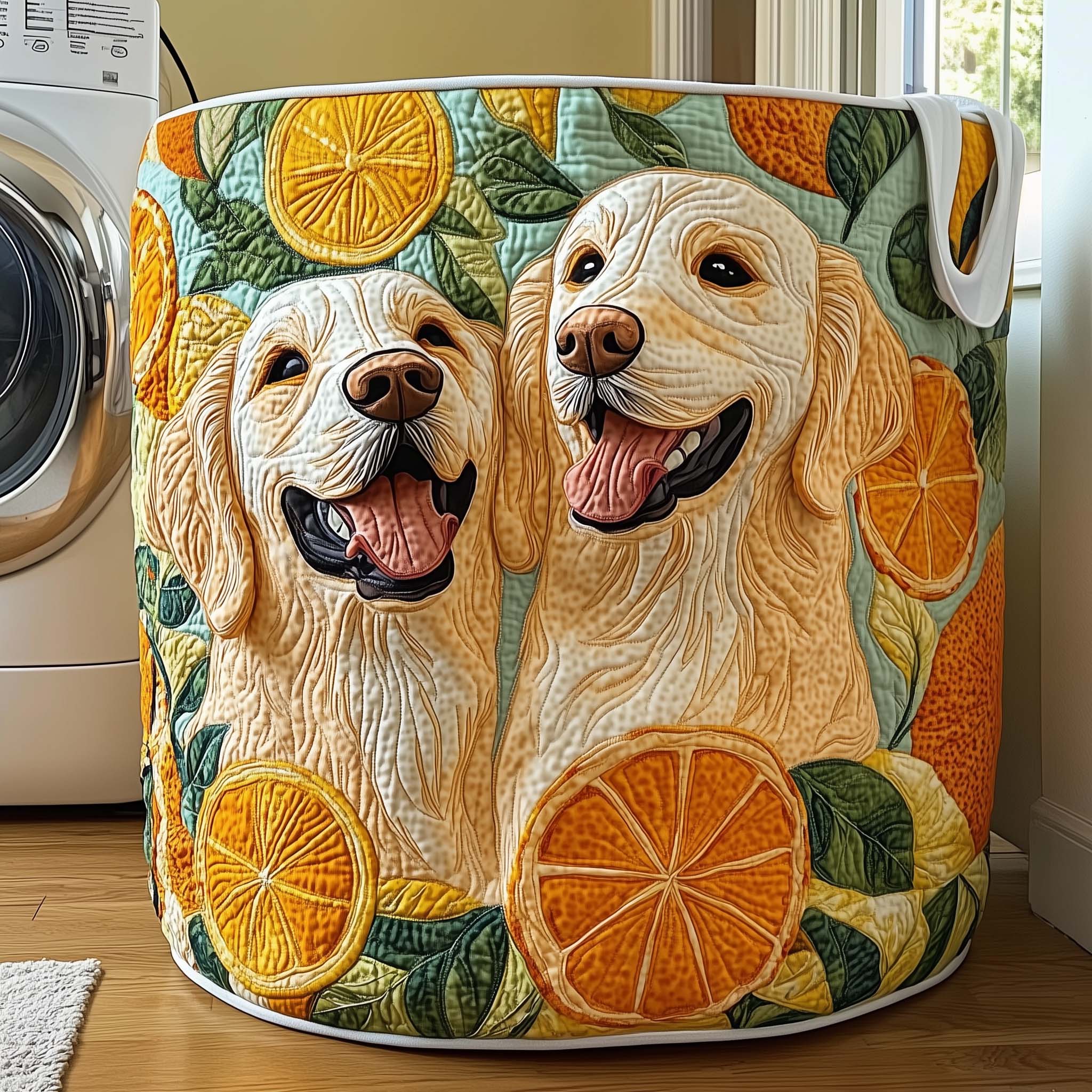 Citrus Golden Quilted Laundry Basket GFTOQM2441