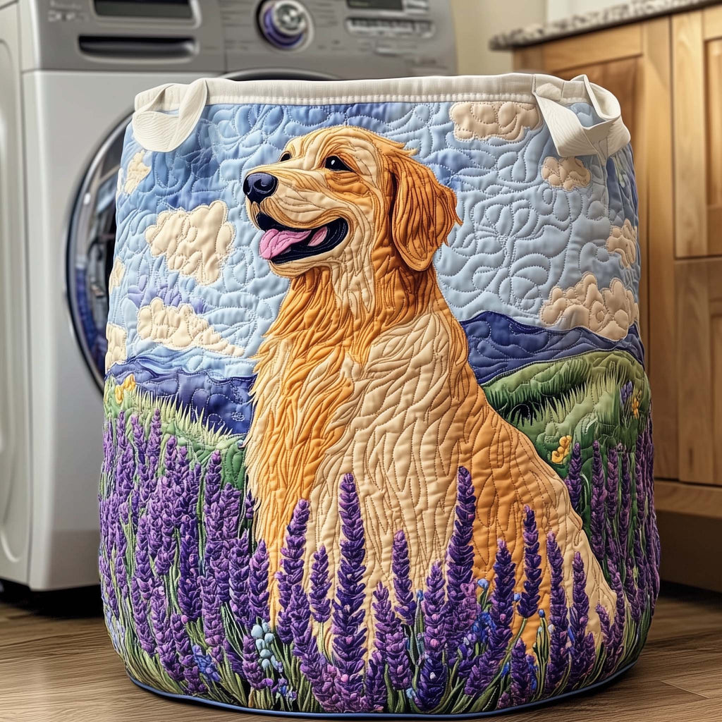 Lavender Golden Quilted Laundry Basket GFTOQM2443