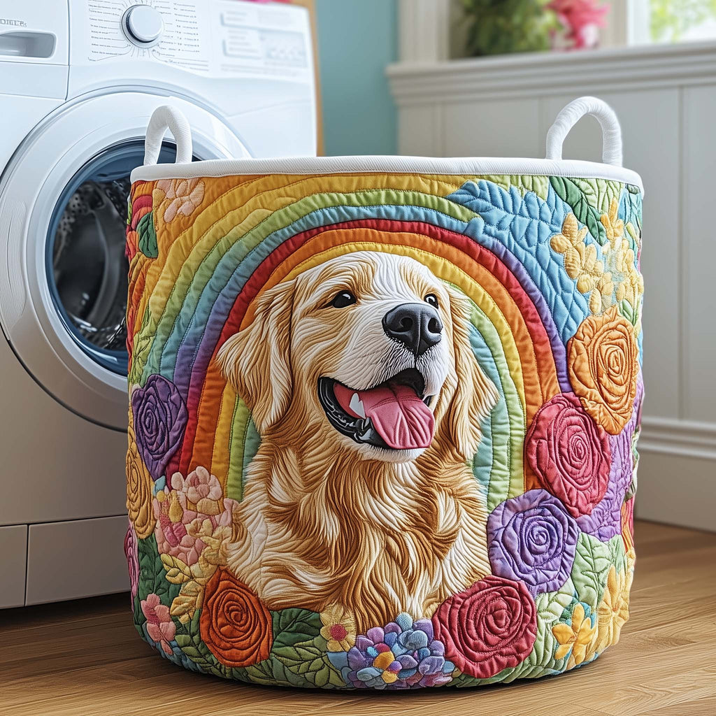 Rainbow Golden Quilted Laundry Basket GFTOQM2444