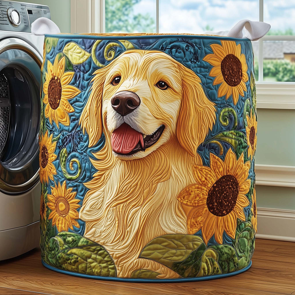 Sunflower Golden Quilted Laundry Basket GFTOQM2445