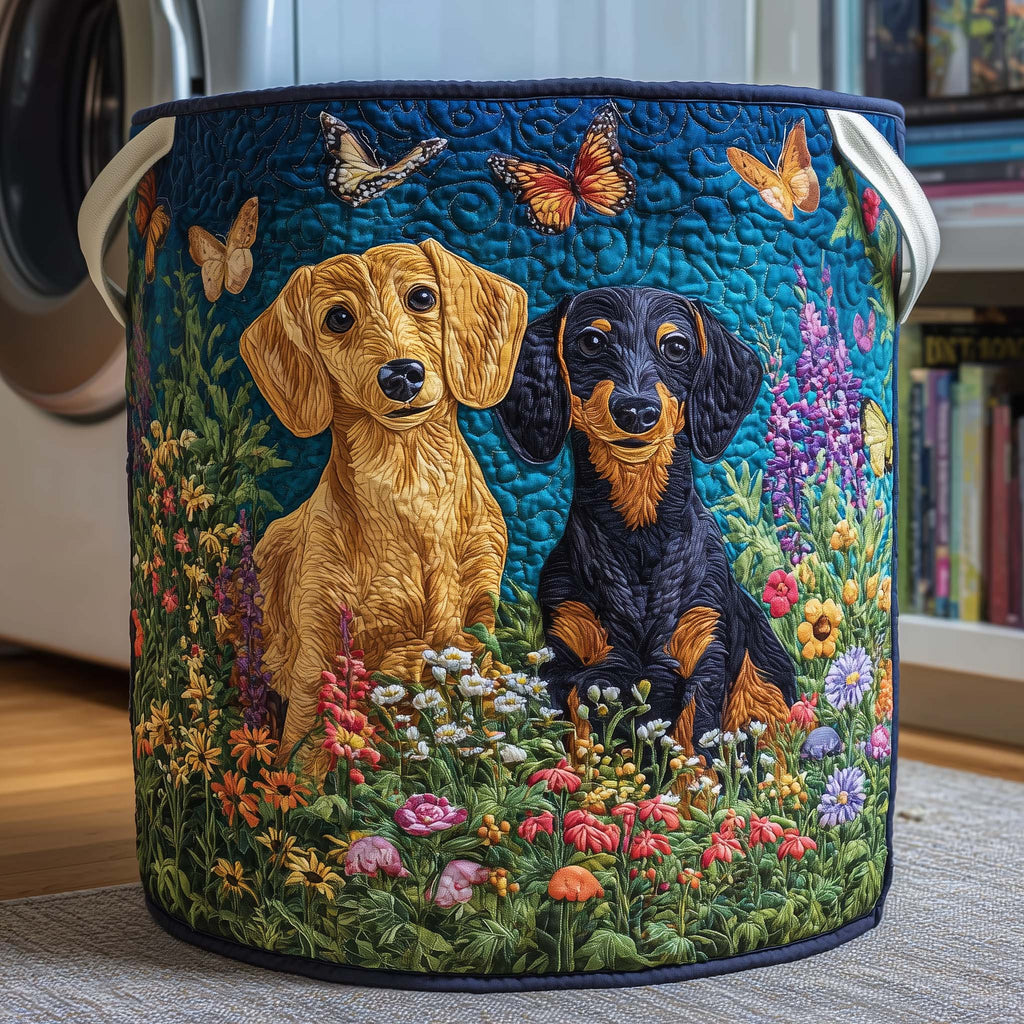 Meadow Dachshunds Quilted Laundry Basket GFTOQM2452