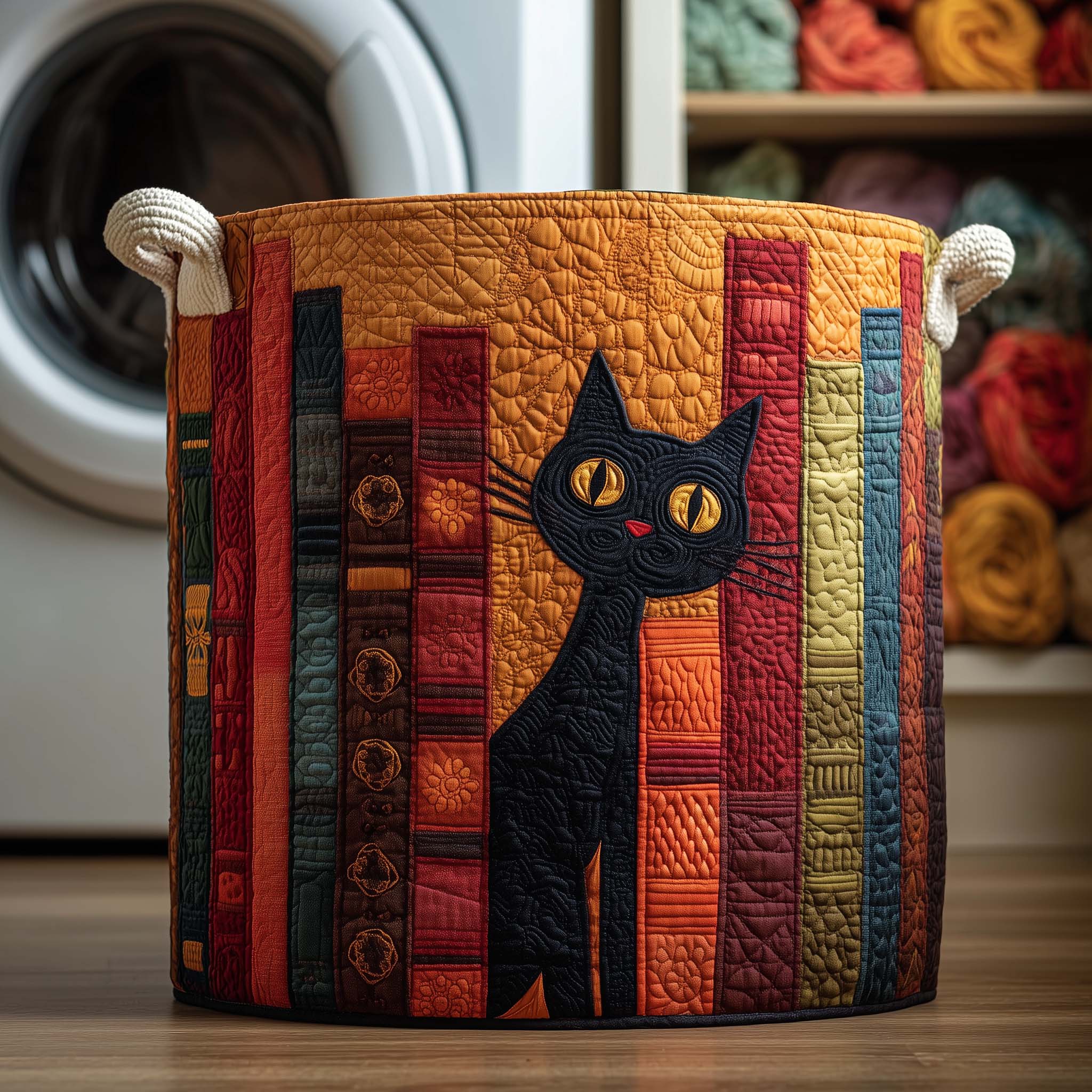 Patchwork Noir Quilted Laundry Basket GFTOQM2571