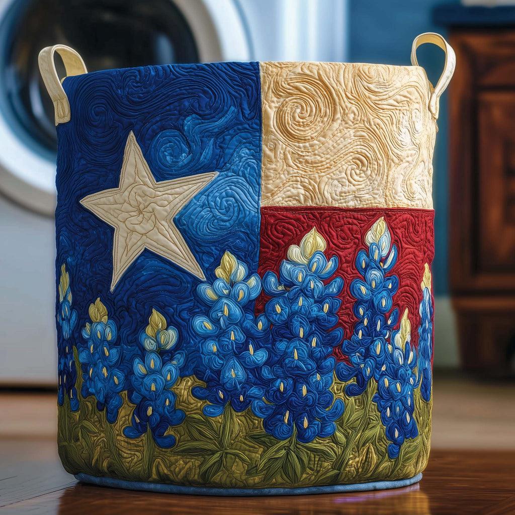 Lone Bluebonnet Quilted Laundry Basket GFTOQM2821