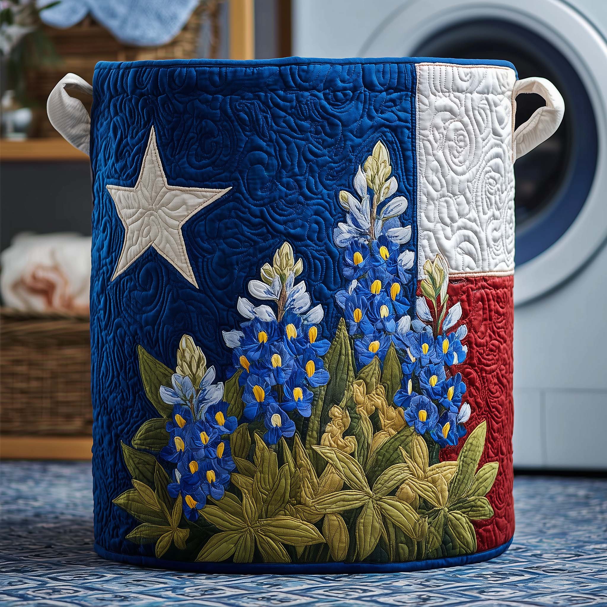 Texas Bloom Quilted Laundry Basket GFTOQM2822