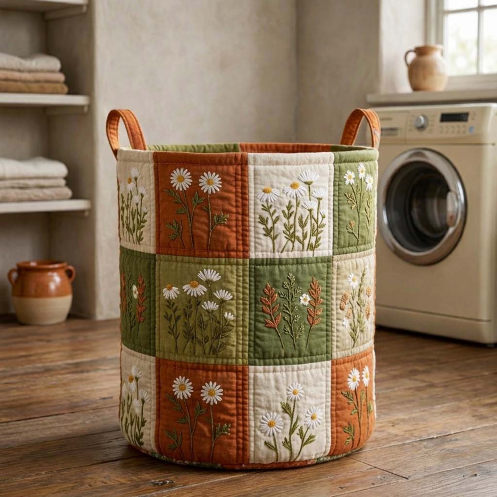Blossom Grace Quilted Laundry Basket GFTOQM3628