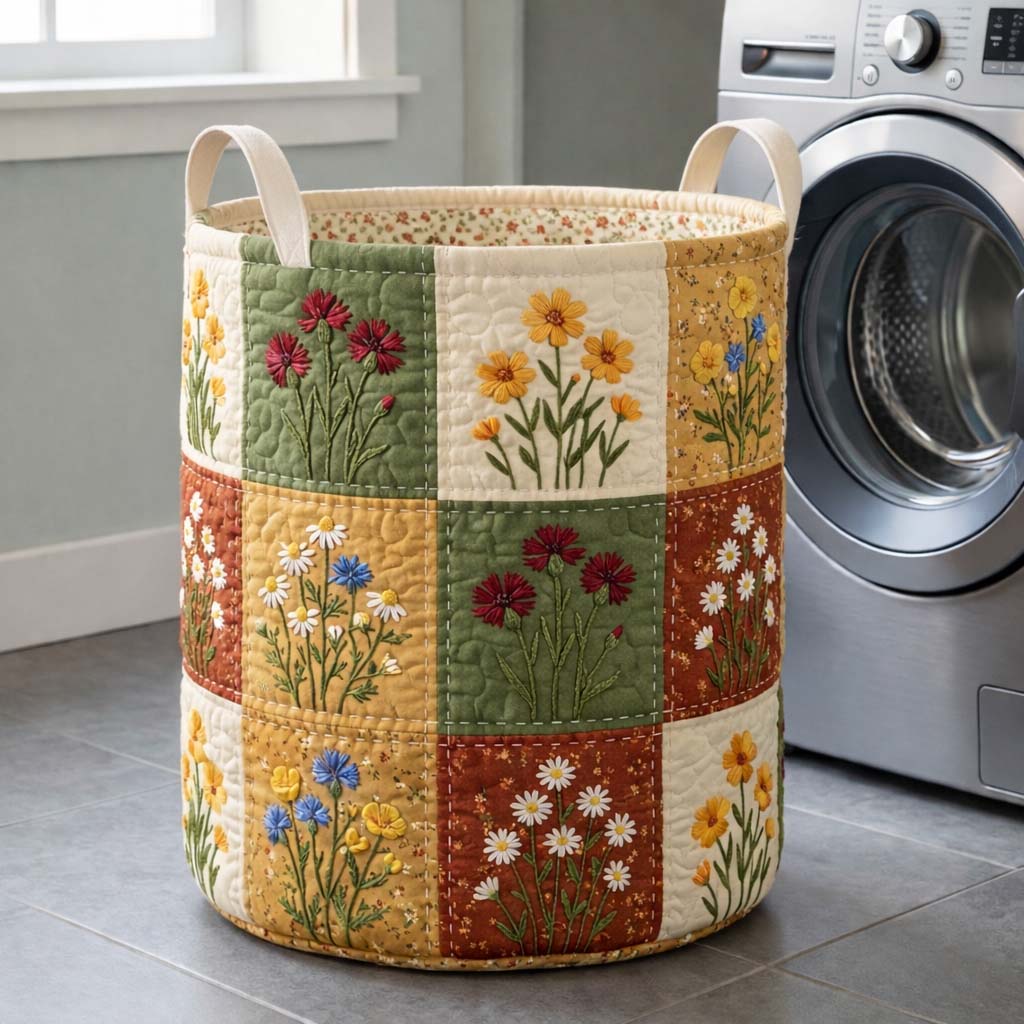 Harvest Patchwork Quilted Laundry Basket GFTOQM3632