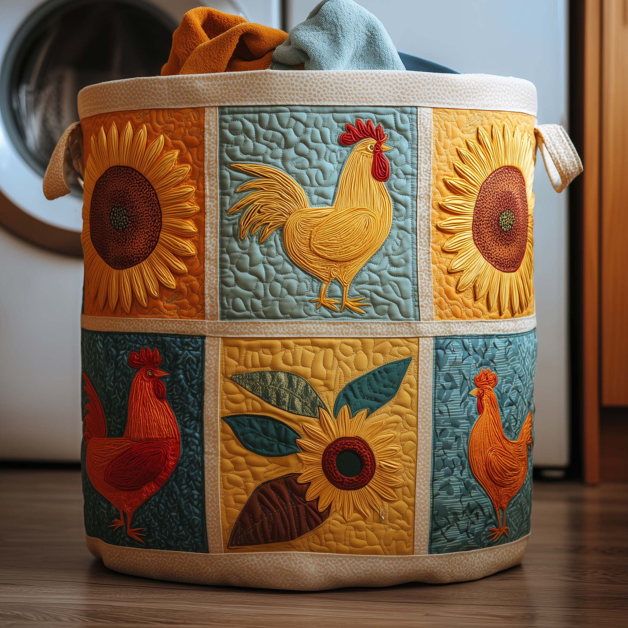 Chicken Patchwork Quilted Laundry Basket GFTOTG2682
