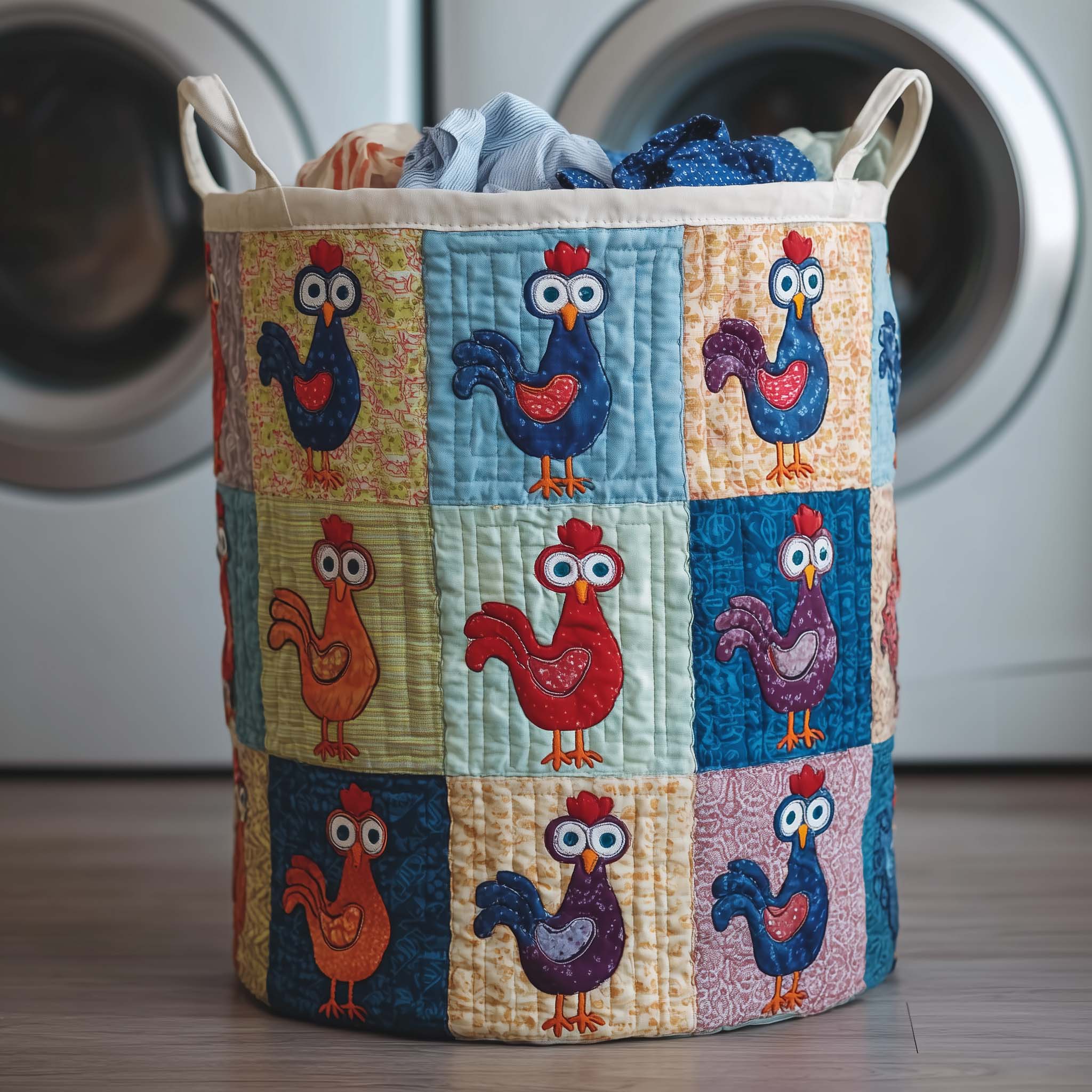 Chicken Patchwork Quilted Laundry Basket GFTOTG2683