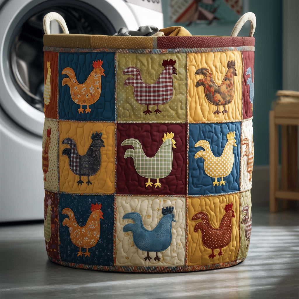 Chicken Patchwork Quilted Laundry Basket GFTOTG2684