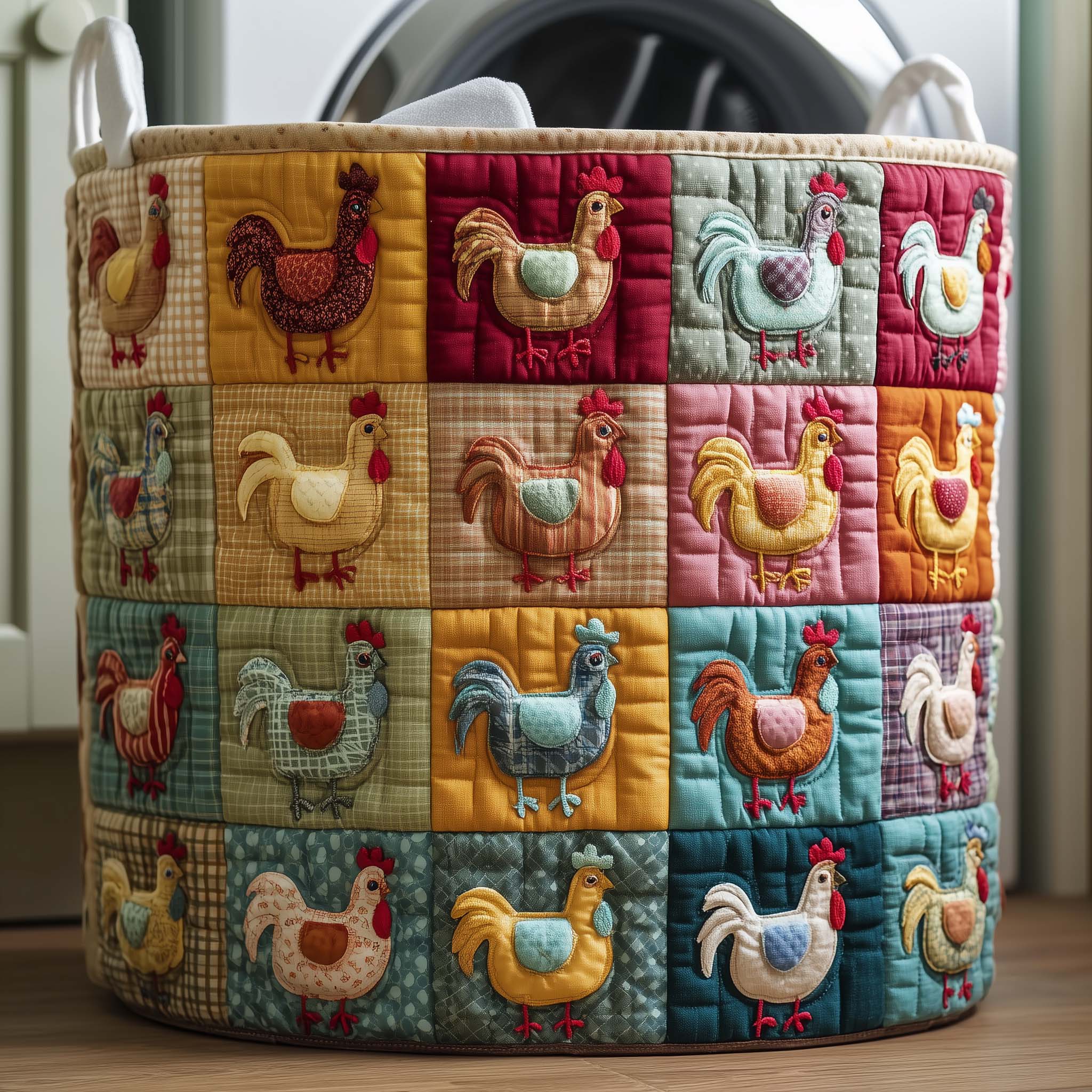 Chicken Patchwork Quilted Laundry Basket GFTOTG2687
