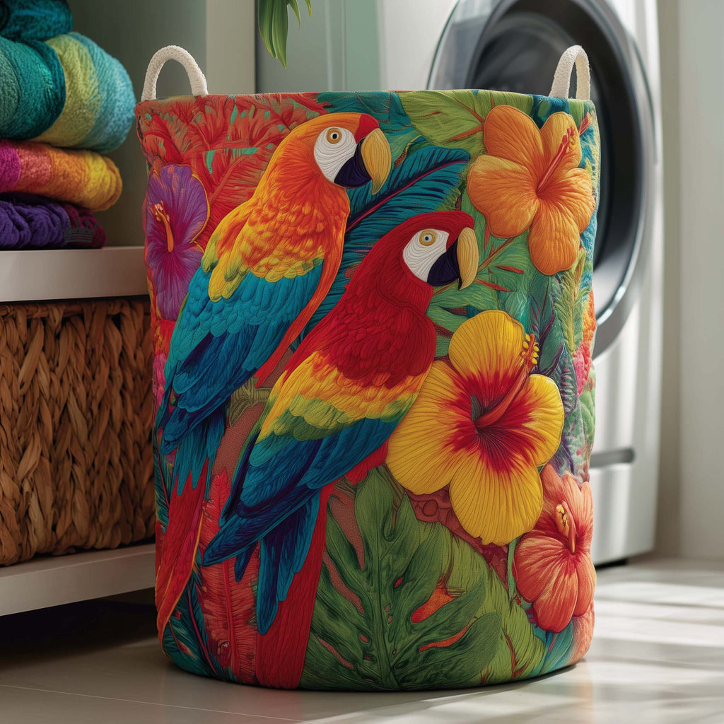 Tropical Parrots Quilted Laundry Basket GFTOTG2759