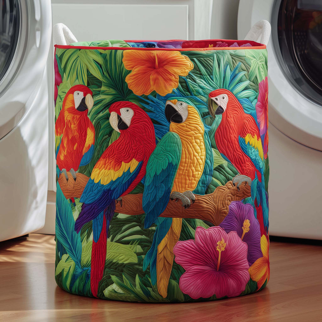 Tropical Parrots Quilted Laundry Basket GFTOTG2760