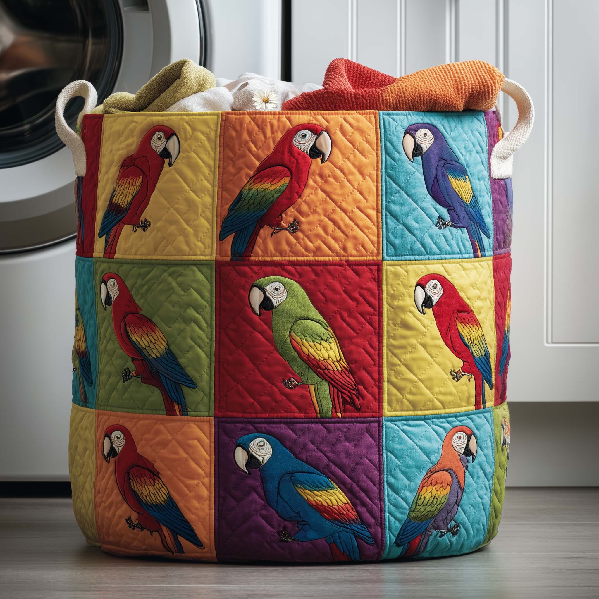 Patchwork Parrot Quilted Laundry Basket GFTOTG2761