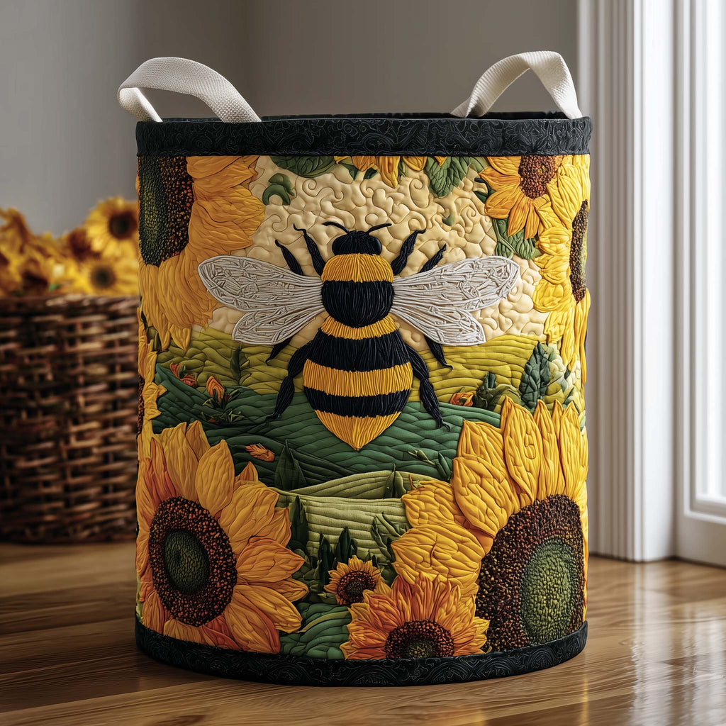 Sunflower Bee Quilted Laundry Basket GFTOTG2806