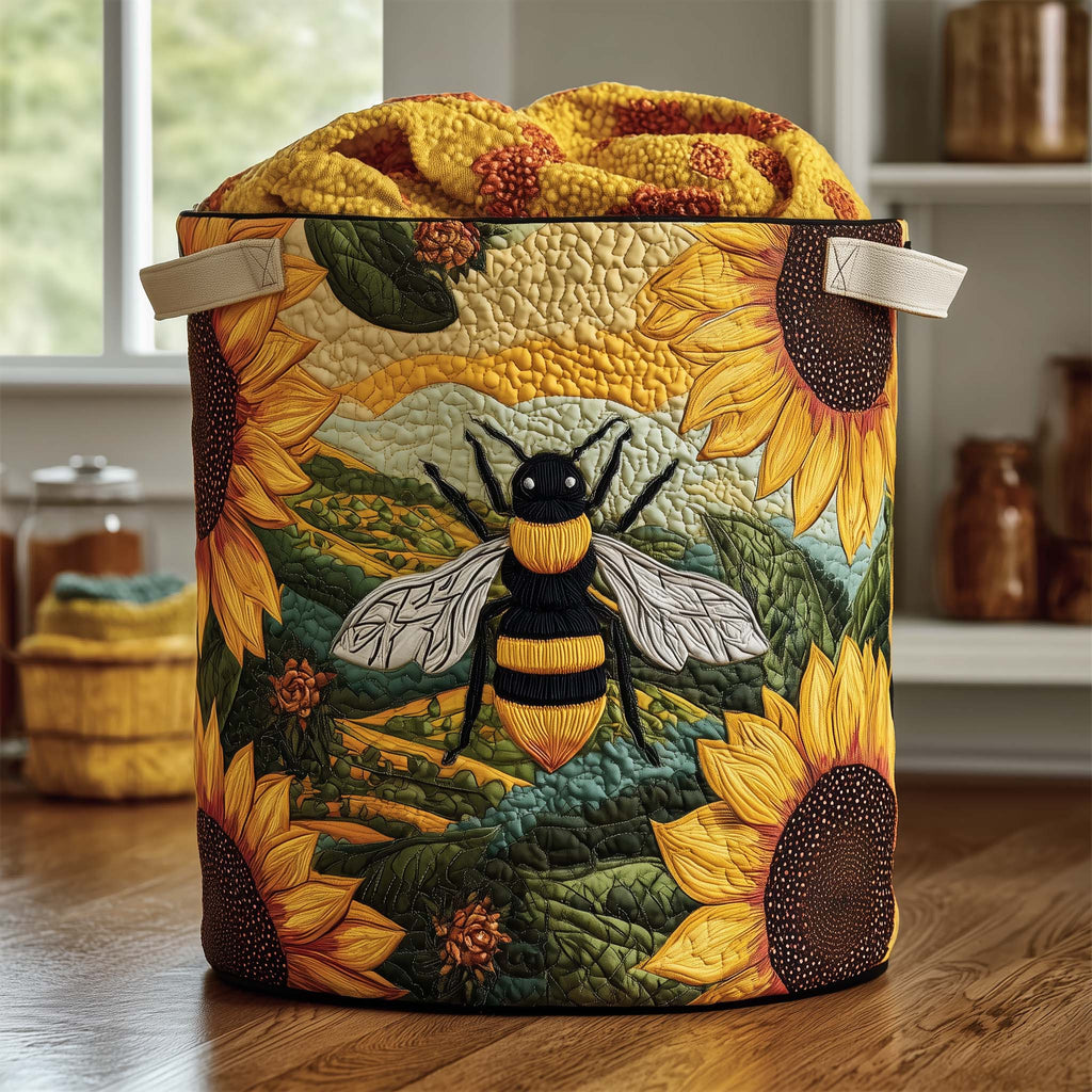 Sunflower Bee Quilted Laundry Basket GFTOTG2807