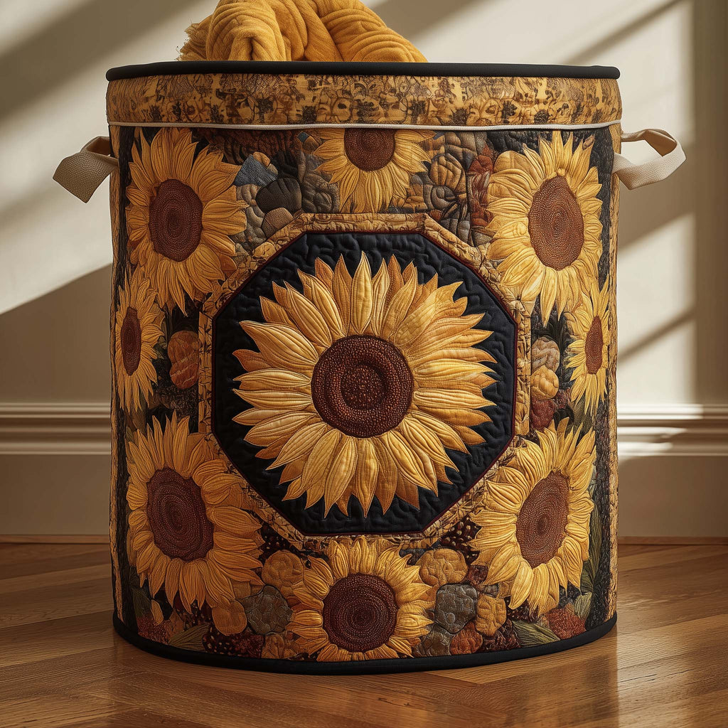 Sunflower Bloom Quilted Laundry Basket GFTOTG2810