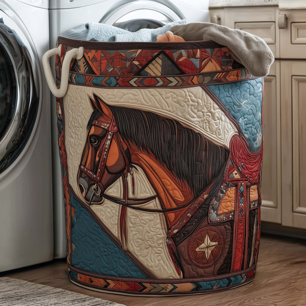 Prairie Horse Quilted Laundry Basket GFTOTP16225