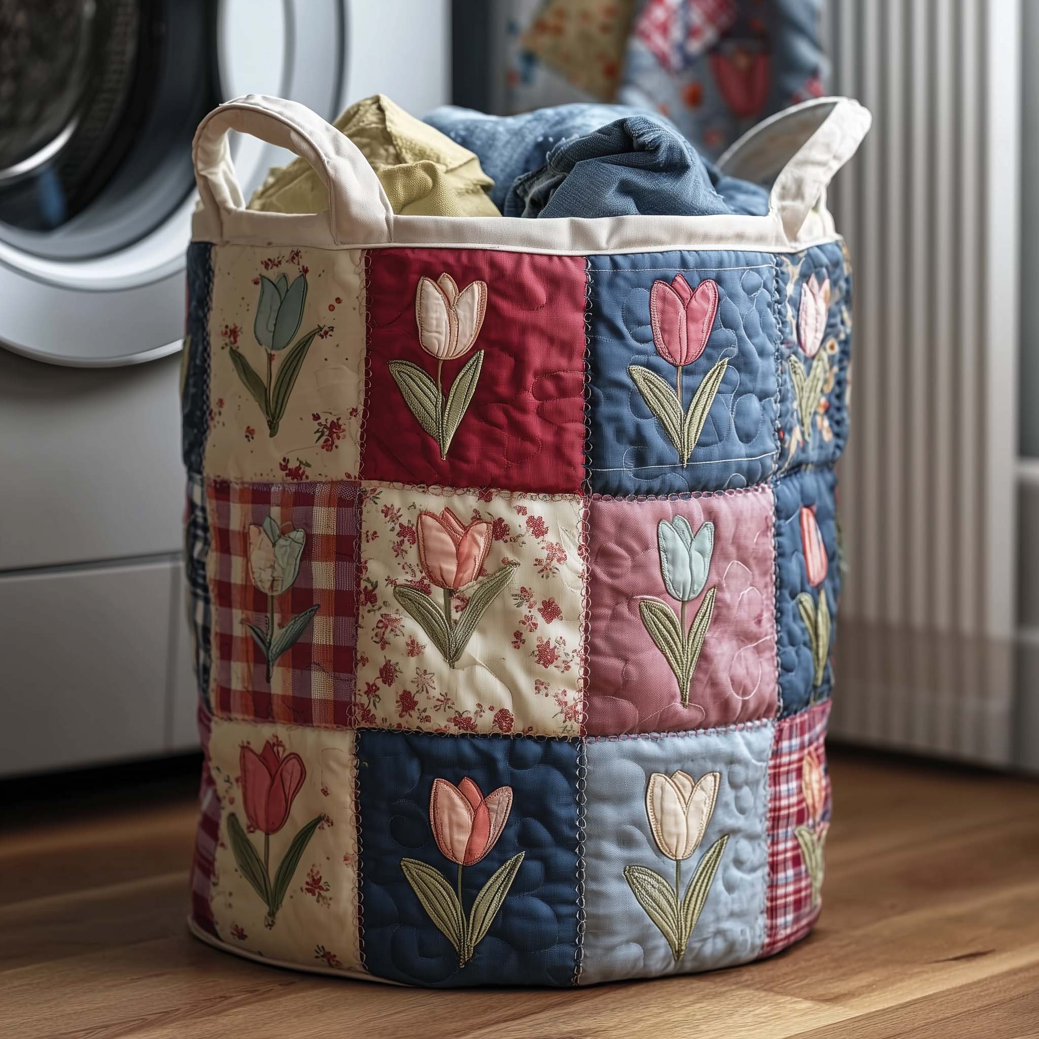 Spring Patch Quilted Laundry Basket GFTOTP16264