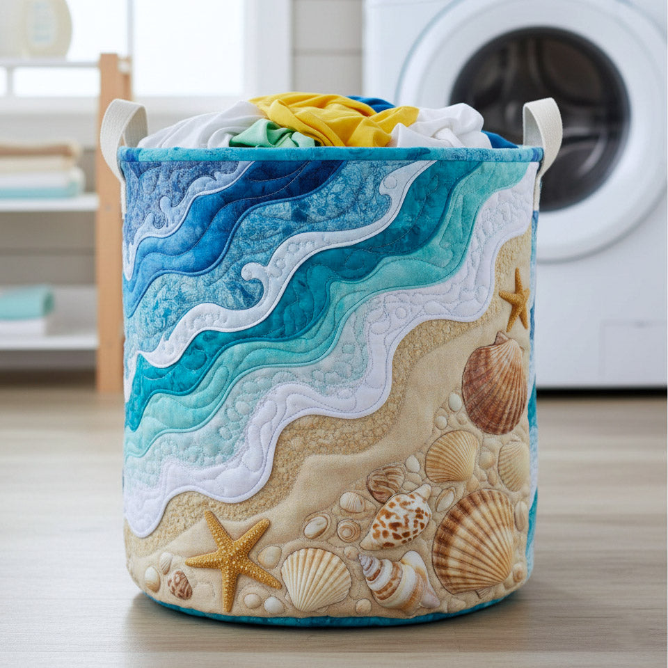 Shoreline Gems Quilted Laundry Basket GFTOTP16841