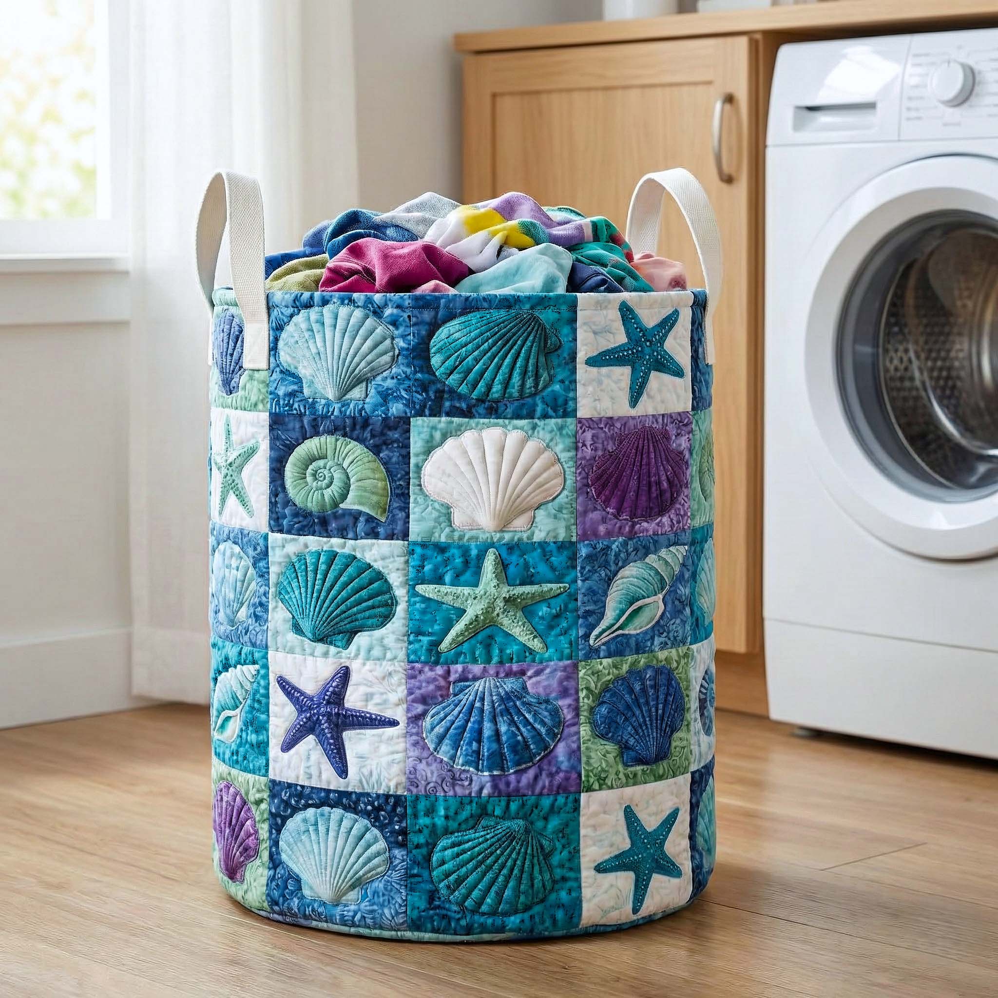 Shoreline Gems Quilted Laundry Basket GFTOTP16844