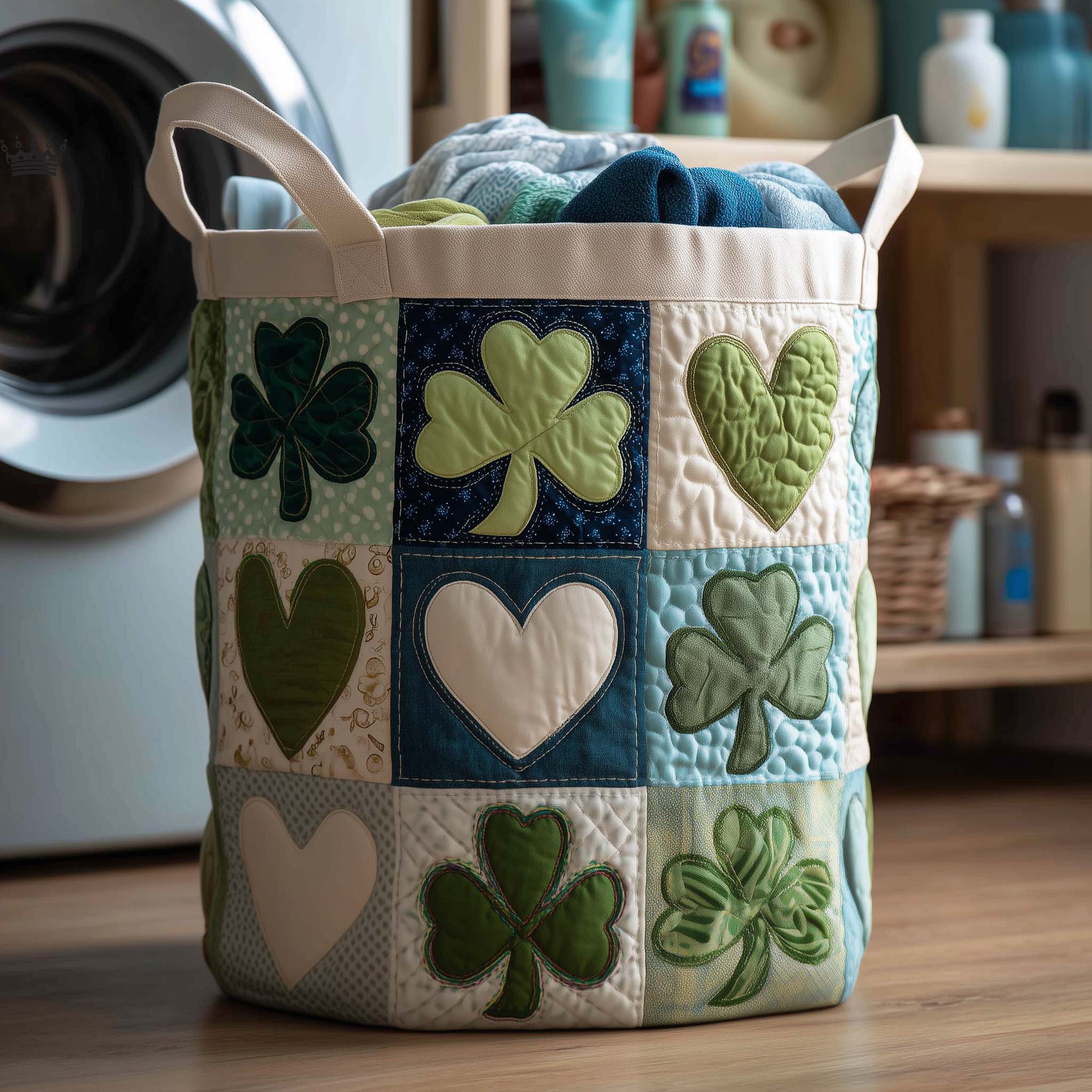 Blessed Greenery Quilted Laundry Basket GFTOTP17097