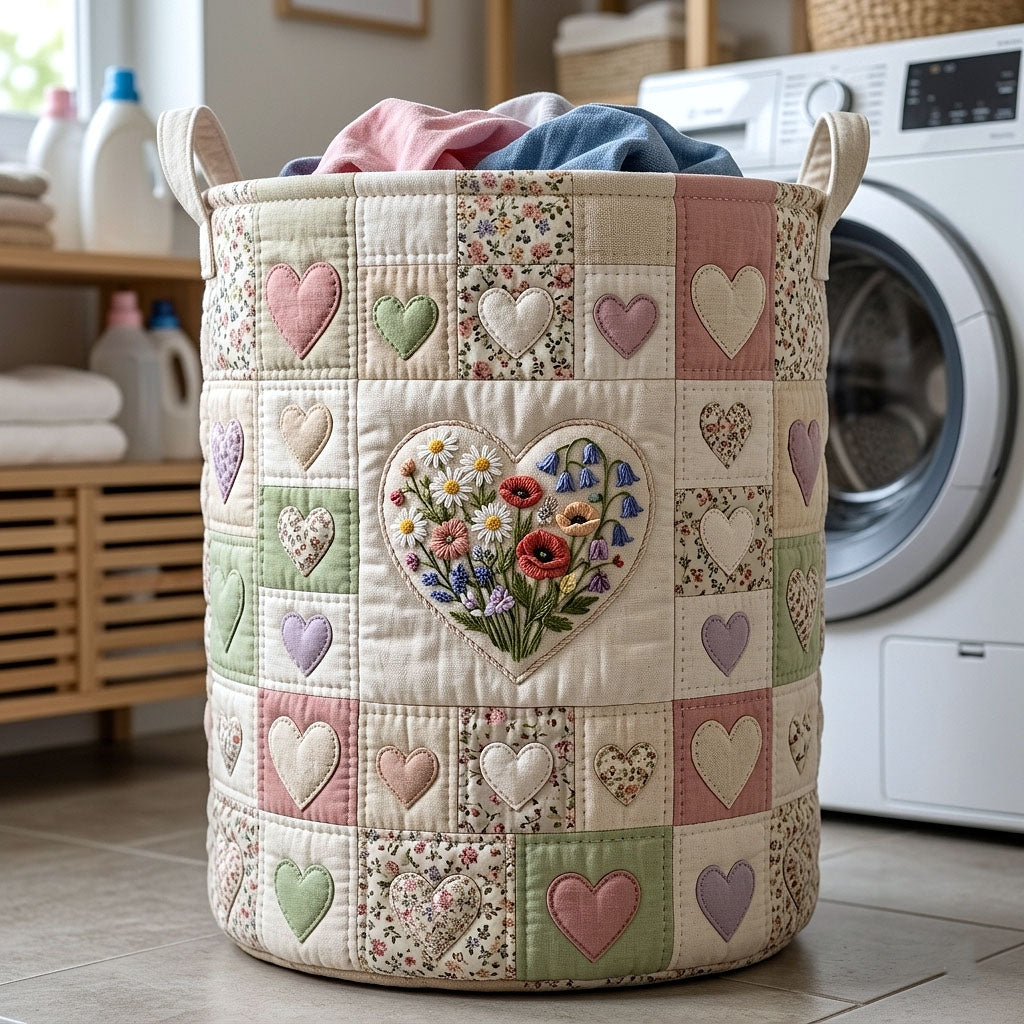 Flower Patchwork Quilted Laundry Basket GFTOTP18268