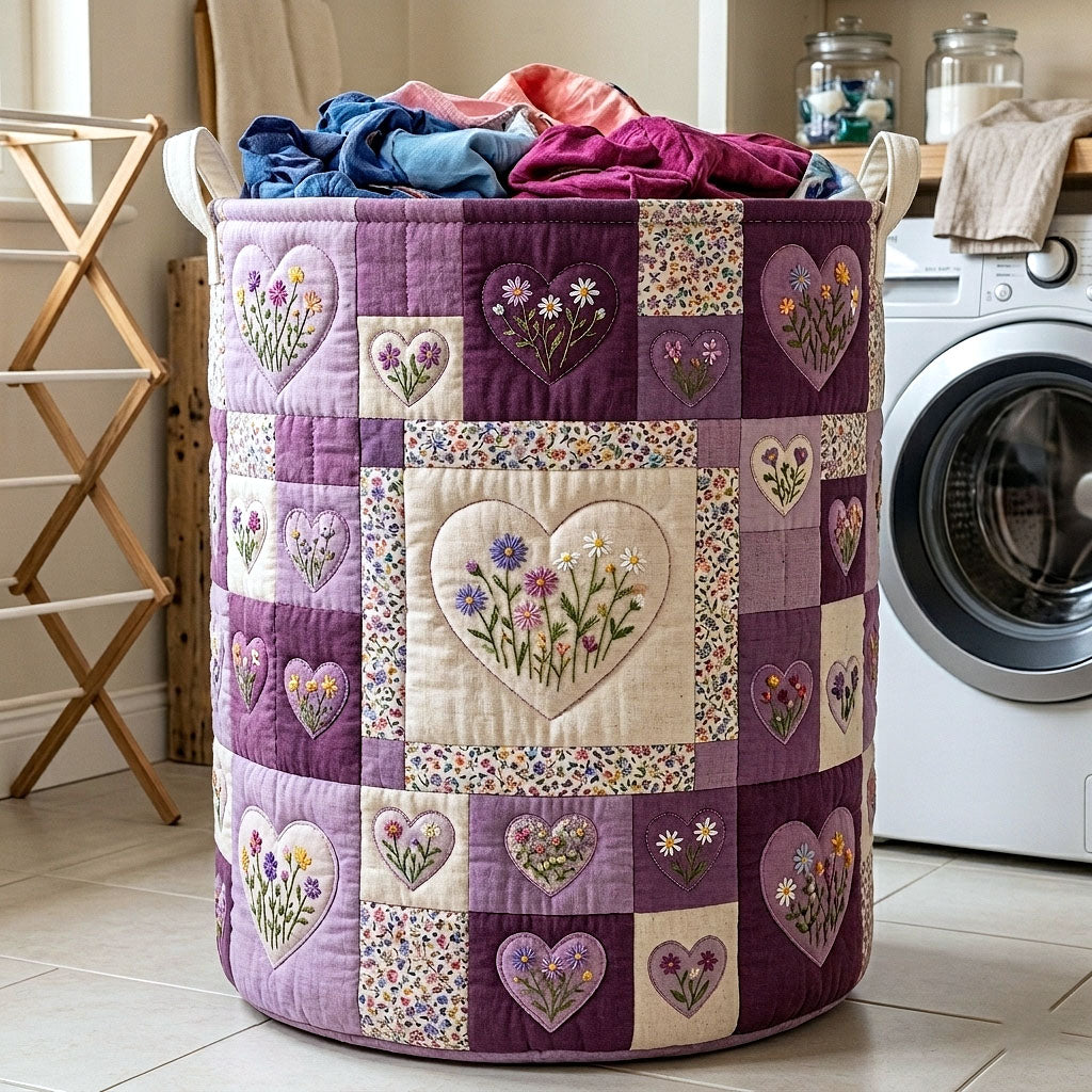Flower Patchwork Quilted Laundry Basket GFTOTP18269