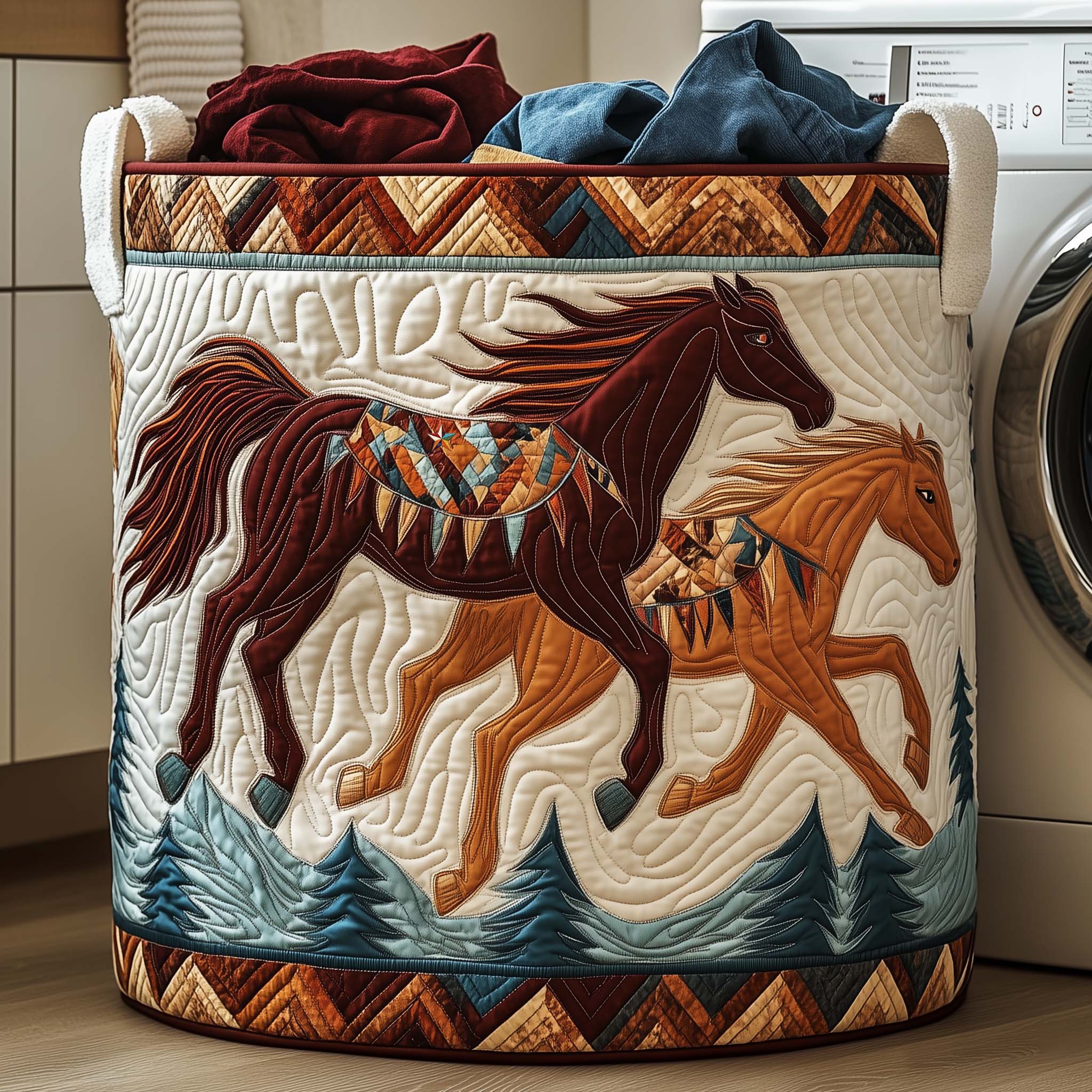 Native Horse Quilted Laundry Basket GFTOYC2663
